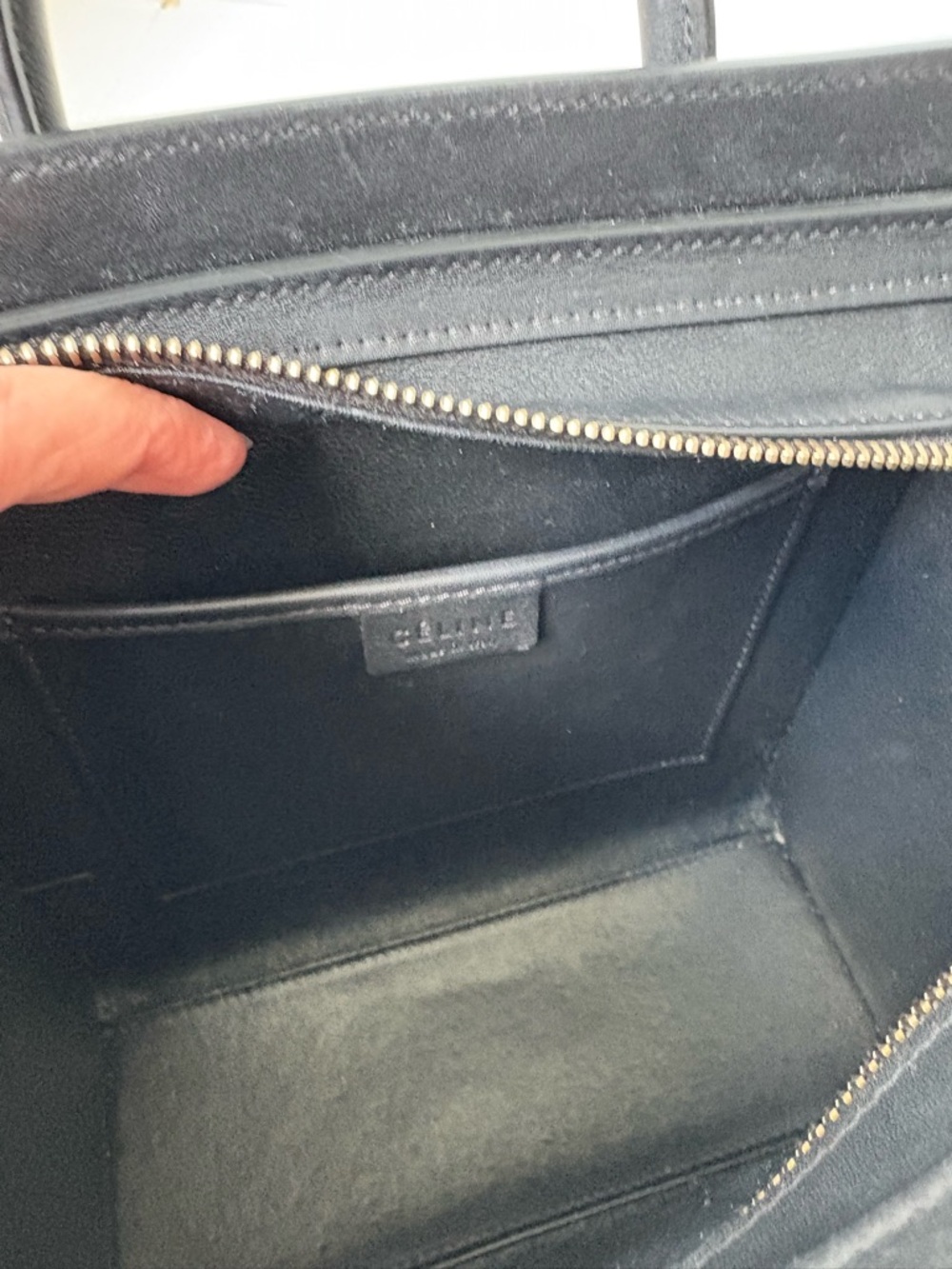 Celine Black Leather Luggage Nano Top Handle Bag Crossbody Gold Hardware Zip - Picture 10 of 14